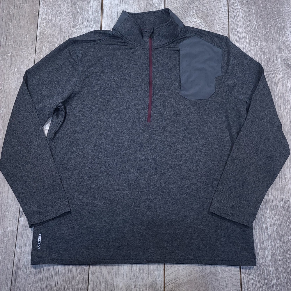 Eddie Bauer Pullover Mens XL Gray Motion FreeDry Quarter Zip Active Top